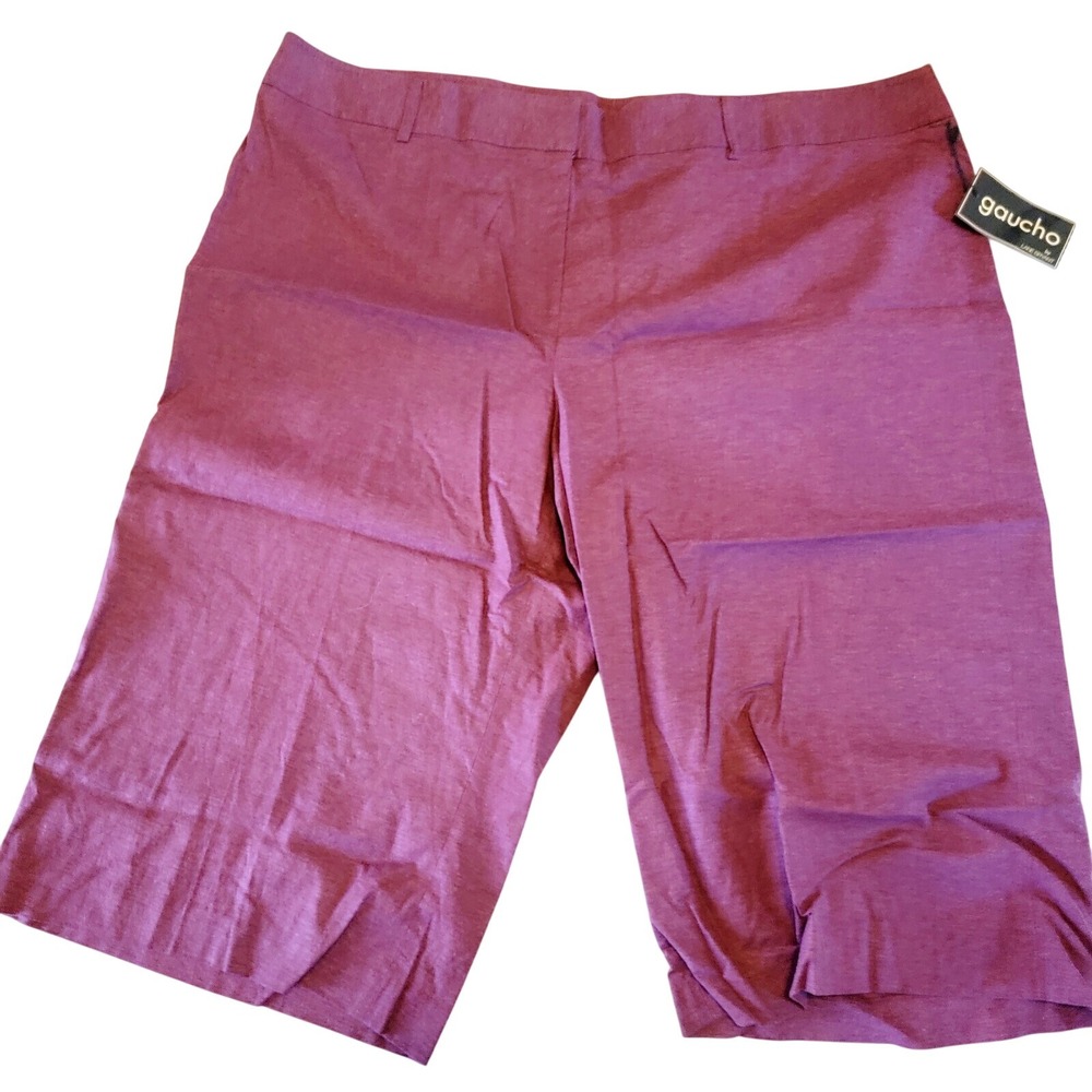 Lane Bryant‎ 28 PANT Wide Leg Crop Pull-On Linen Blend Merlot Gaucho 4X NWT $72